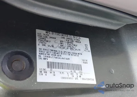 2004 Ford Expedition Eddie Bauer z USA, uszkodzony, nr VIN 1FMRU17W24LA41449